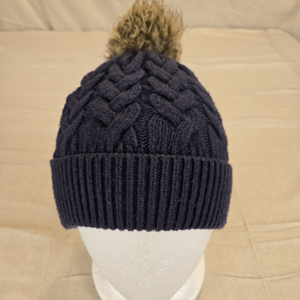 Joules Elena Hat Cable Knit Pom Pom Winter Beanie One Size Navy